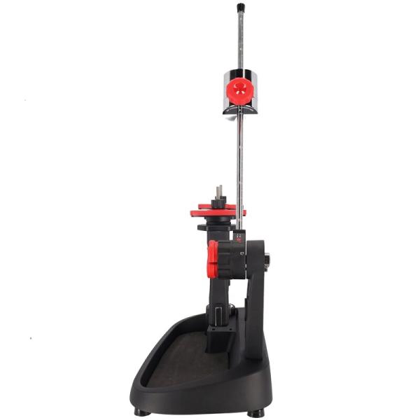 Side view of the Gamma Momentum 2 stringing machine with drop-weight tensioning system